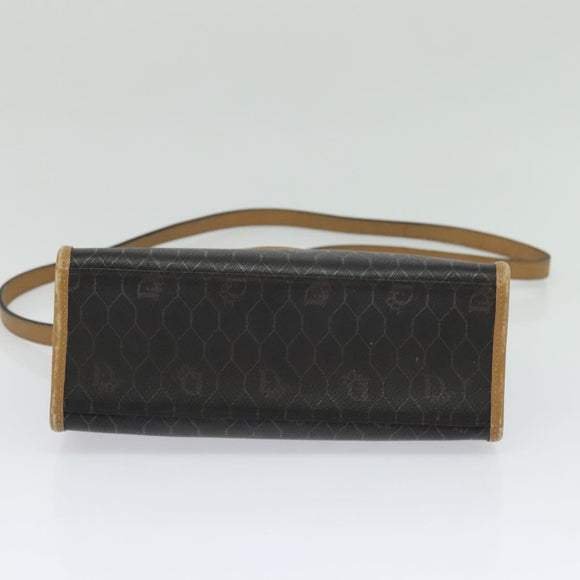 Christian Dior Honeycomb Canvas Hand Bag PVC 2way Black Gold Auth 122680