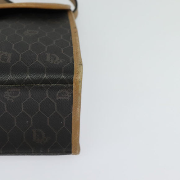 Christian Dior Honeycomb Canvas Hand Bag PVC 2way Black Gold Auth 122680
