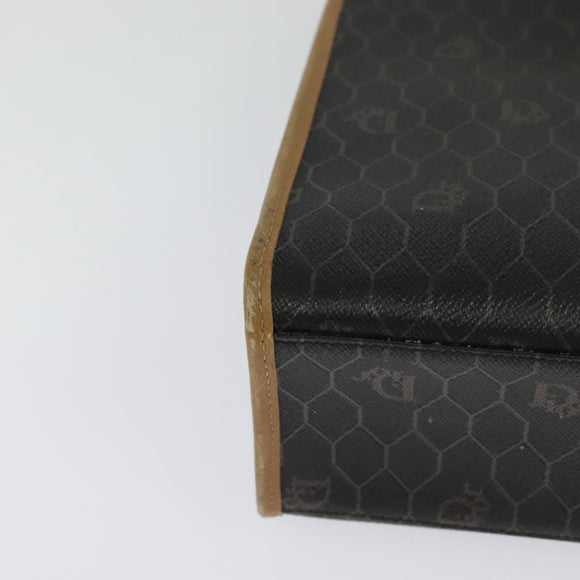 Christian Dior Honeycomb Canvas Hand Bag PVC 2way Black Gold Auth 122680