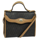 Christian Dior Honeycomb Canvas Hand Bag PVC 2way Black Gold Auth 122680-1