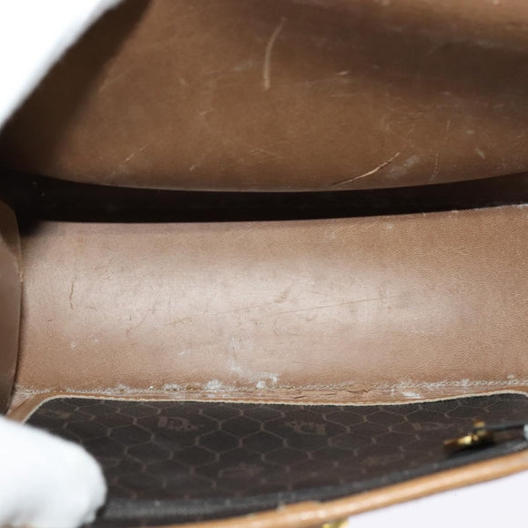 Christian Dior Honeycomb Canvas Hand Bag PVC 2way Black Gold Auth 122680