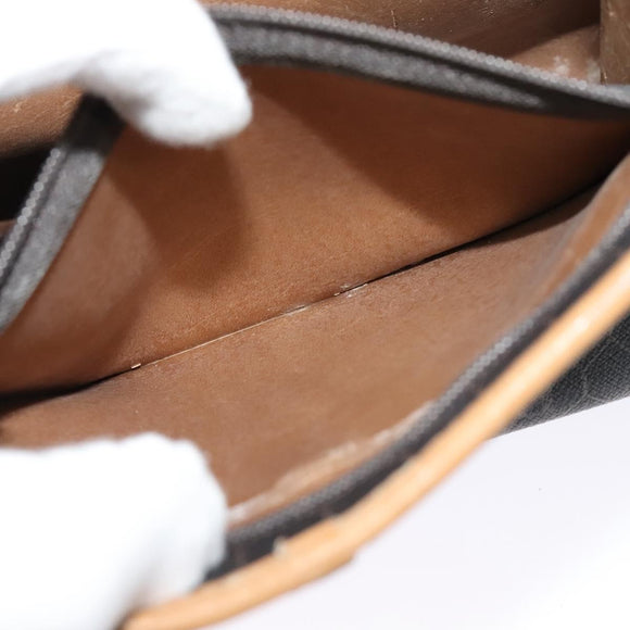 Christian Dior Honeycomb Canvas Hand Bag PVC 2way Black Gold Auth 122680