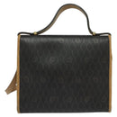 Christian Dior Honeycomb Canvas Hand Bag PVC 2way Black Gold Auth 122680-2