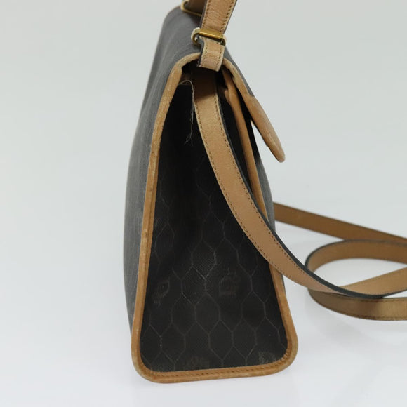 Christian Dior Honeycomb Canvas Hand Bag PVC 2way Black Gold Auth 122680