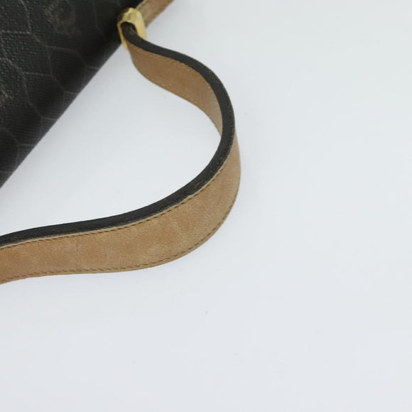 Christian Dior Honeycomb Canvas Hand Bag PVC 2way Black Gold Auth 122680