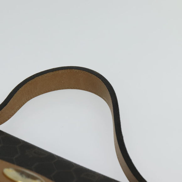 Christian Dior Honeycomb Canvas Hand Bag PVC 2way Black Gold Auth 122680