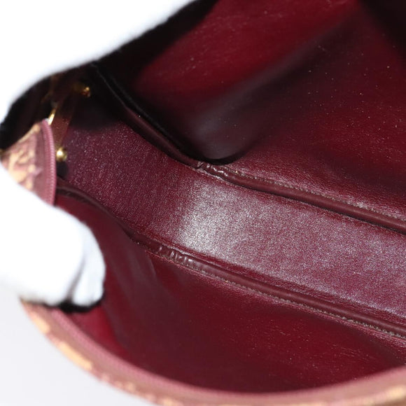 Christian Dior Trotter Canvas Shoulder Bag Red Gold Auth 122681