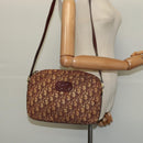 Christian Dior Trotter Canvas Shoulder Bag Red Gold Auth 122681-18
