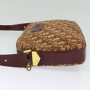 Christian Dior Trotter Canvas Shoulder Bag Red Gold Auth 122681-3