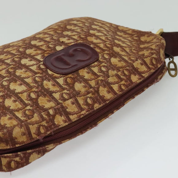 Christian Dior Trotter Canvas Shoulder Bag Red Gold Auth 122681