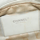 CHANEL Wild Stitch Shoulder Bag Leather Ivory Silver CC Auth 122688-17