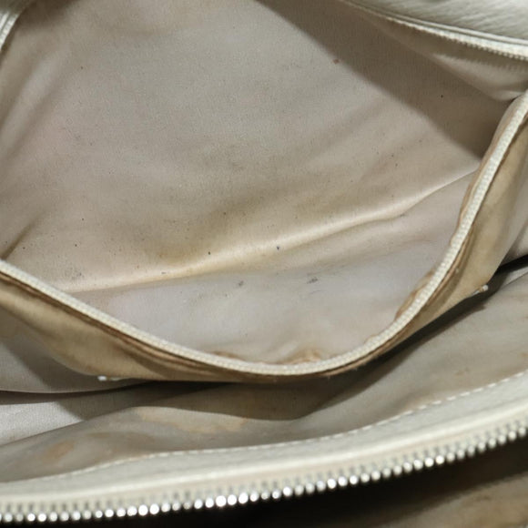 CHANEL Wild Stitch Shoulder Bag Leather Ivory Silver CC Auth 122688