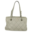 CHANEL Wild Stitch Shoulder Bag Leather Ivory Silver CC Auth 122688-2
