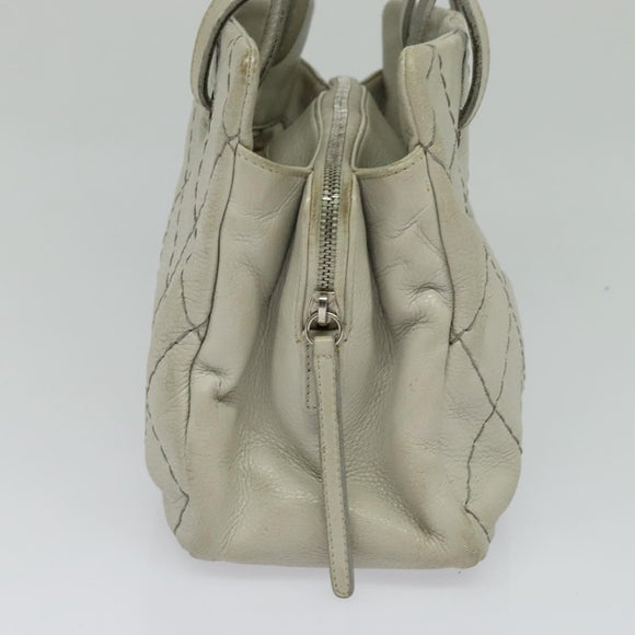 CHANEL Wild Stitch Shoulder Bag Leather Ivory Silver CC Auth 122688