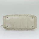 CHANEL Wild Stitch Shoulder Bag Leather Ivory Silver CC Auth 122688-5