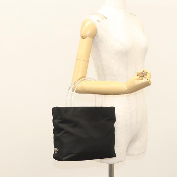 PRADA Hand Bag Nylon Plastic Black Clear Auth 122690
