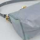 PRADA Shoulder Bag Nylon Light Blue Gold Auth 122692-14