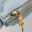 PRADA Shoulder Bag Nylon Light Blue Gold Auth 122692-18