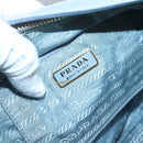 PRADA Shoulder Bag Nylon Light Blue Gold Auth 122692-19