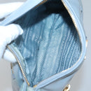 PRADA Shoulder Bag Nylon Light Blue Gold Auth 122692-11