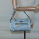 PRADA Shoulder Bag Nylon Light Blue Gold Auth 122692-25