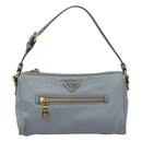 PRADA Shoulder Bag Nylon Light Blue Gold Auth 122692-13