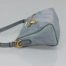 PRADA Shoulder Bag Nylon Light Blue Gold Auth 122692-4