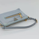 PRADA Shoulder Bag Nylon Light Blue Gold Auth 122692-7