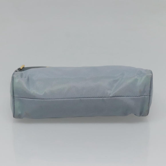 PRADA Shoulder Bag Nylon Light Blue Gold Auth 122692