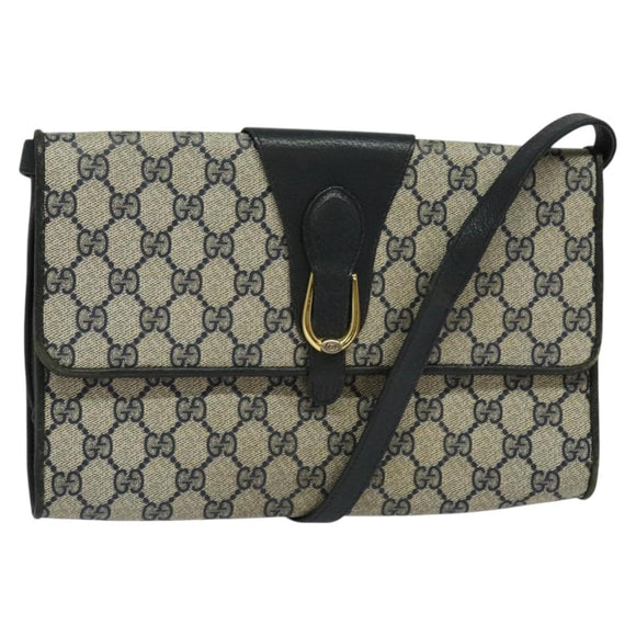 GUCCI GG Supreme Shoulder Bag PVC Navy Gold 904 02 050 Auth 122769