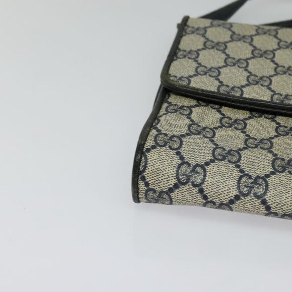 GUCCI GG Supreme Shoulder Bag PVC Navy Gold 904 02 050 Auth 122769