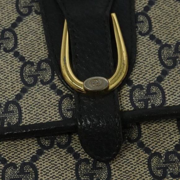 GUCCI GG Supreme Shoulder Bag PVC Navy Gold 904 02 050 Auth 122769