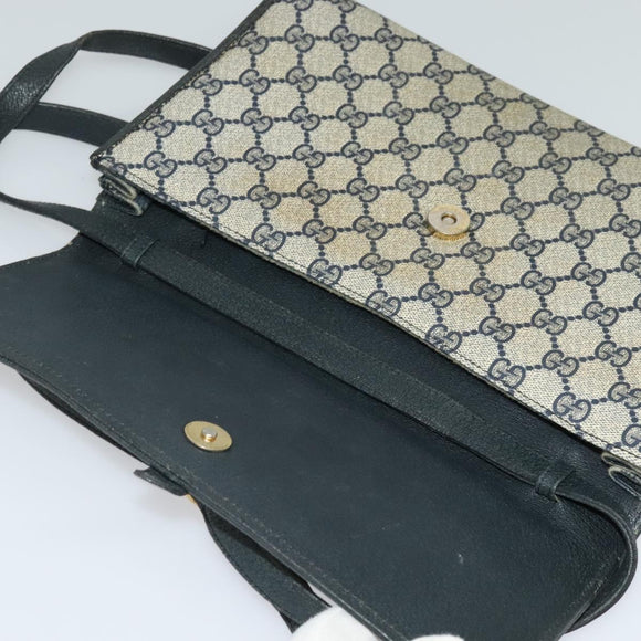 GUCCI GG Supreme Shoulder Bag PVC Navy Gold 904 02 050 Auth 122769