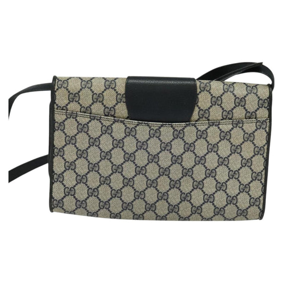 GUCCI GG Supreme Shoulder Bag PVC Navy Gold 904 02 050 Auth 122769