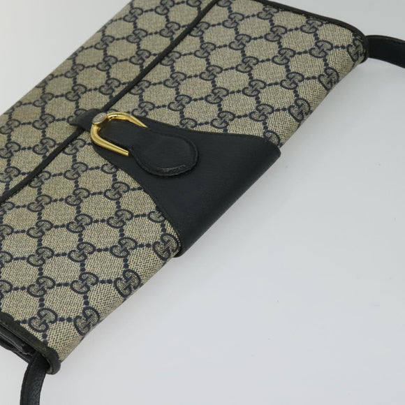 GUCCI GG Supreme Shoulder Bag PVC Navy Gold 904 02 050 Auth 122769