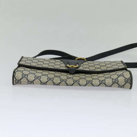 GUCCI GG Supreme Shoulder Bag PVC Navy Gold 904 02 050 Auth 122769