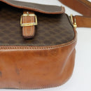 CELINE Macadam Canvas Shoulder Bag PVC Leather Brown Gold Auth 122776-15