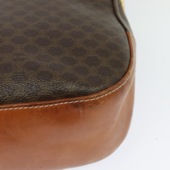 CELINE Macadam Canvas Shoulder Bag PVC Leather Brown Gold Auth 122776