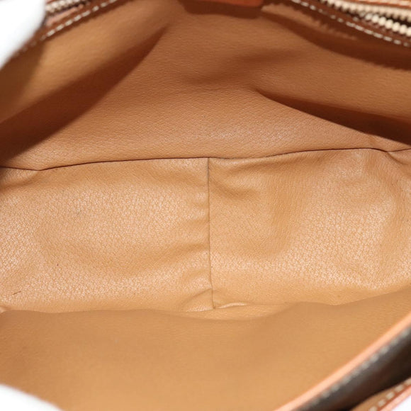 CELINE Macadam Canvas Shoulder Bag PVC Leather Brown Gold Auth 122776