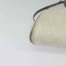Christian Dior Honeycomb Canvas Shoulder Bag PVC White Gold Auth 122778-9