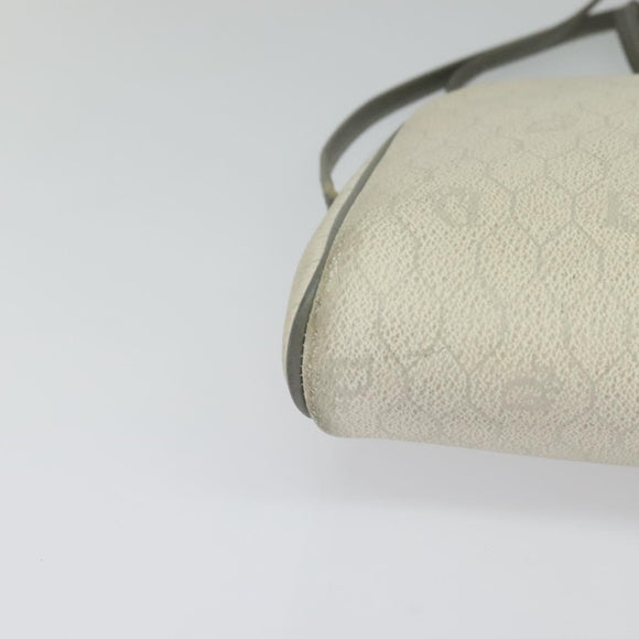 Christian Dior Honeycomb Canvas Shoulder Bag PVC White Gold Auth 122778
