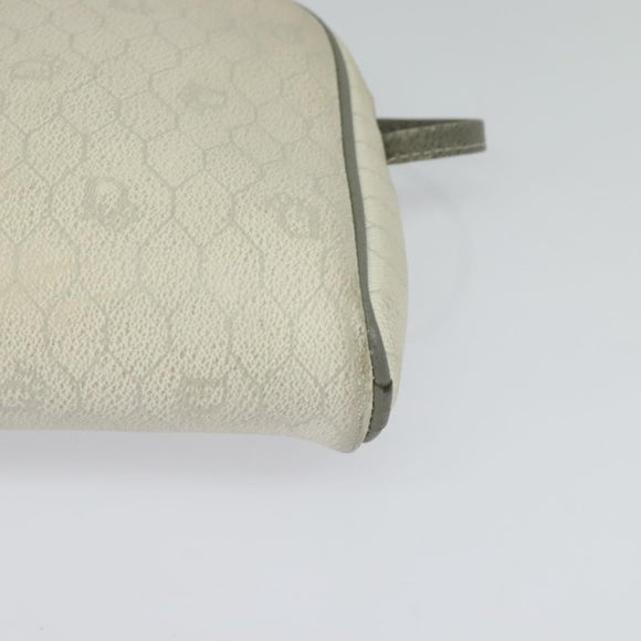 Christian Dior Honeycomb Canvas Shoulder Bag PVC White Gold Auth 122778