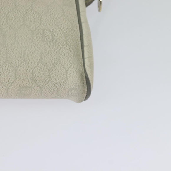 Christian Dior Honeycomb Canvas Shoulder Bag PVC White Gold Auth 122778