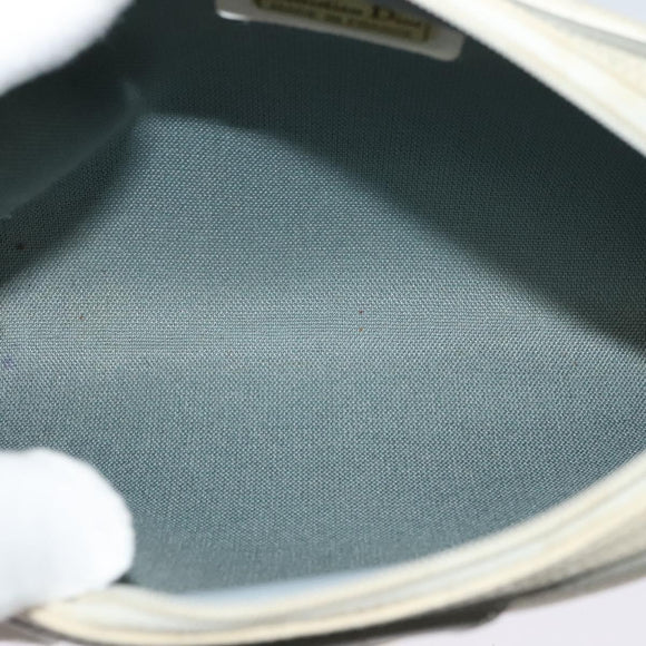 Christian Dior Honeycomb Canvas Shoulder Bag PVC White Gold Auth 122778