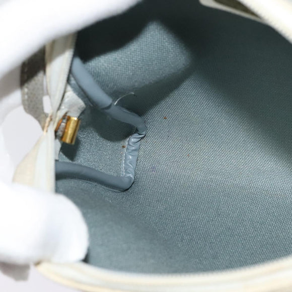 Christian Dior Honeycomb Canvas Shoulder Bag PVC White Gold Auth 122778