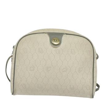 Christian Dior Honeycomb Canvas Shoulder Bag PVC White Gold Auth 122778 - 0