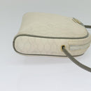 Christian Dior Honeycomb Canvas Shoulder Bag PVC White Gold Auth 122778-4