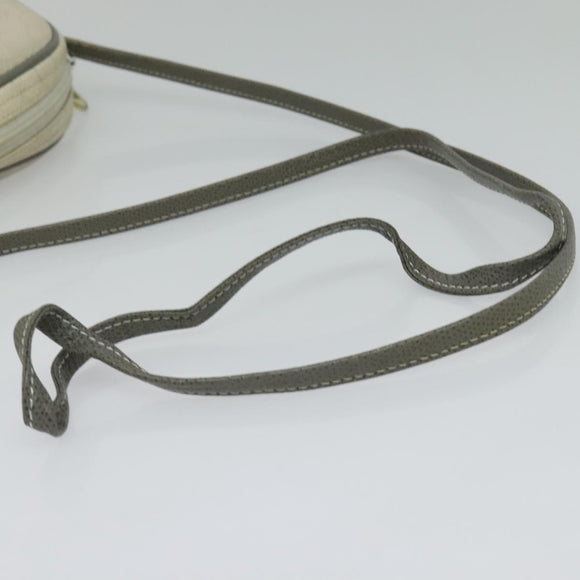 Christian Dior Honeycomb Canvas Shoulder Bag PVC White Gold Auth 122778