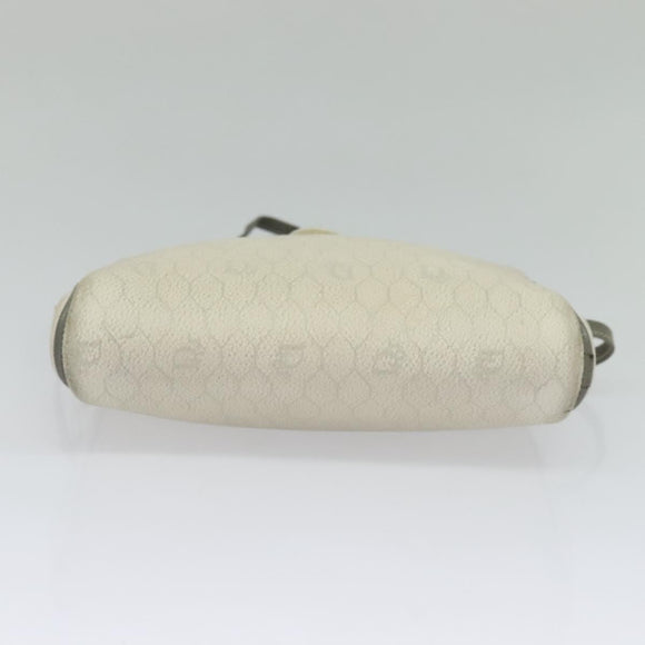 Christian Dior Honeycomb Canvas Shoulder Bag PVC White Gold Auth 122778