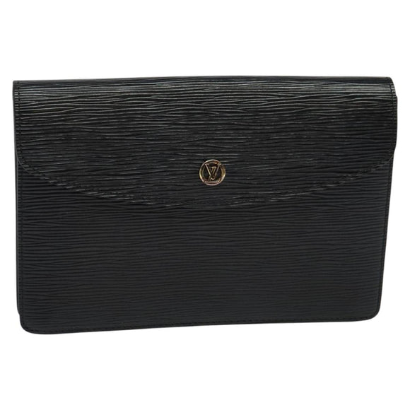 LOUIS VUITTON Epi Montaigne 23 Clutch Bag Black M52662 LV Auth 122785